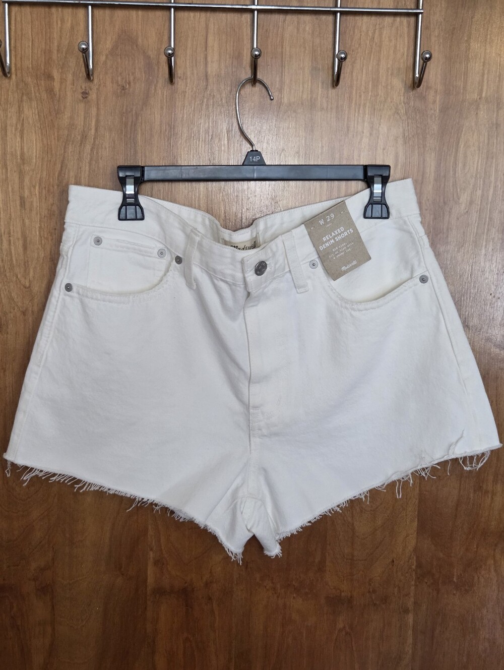 Madewell White High-Rise Frayed Hem Denim Shorts